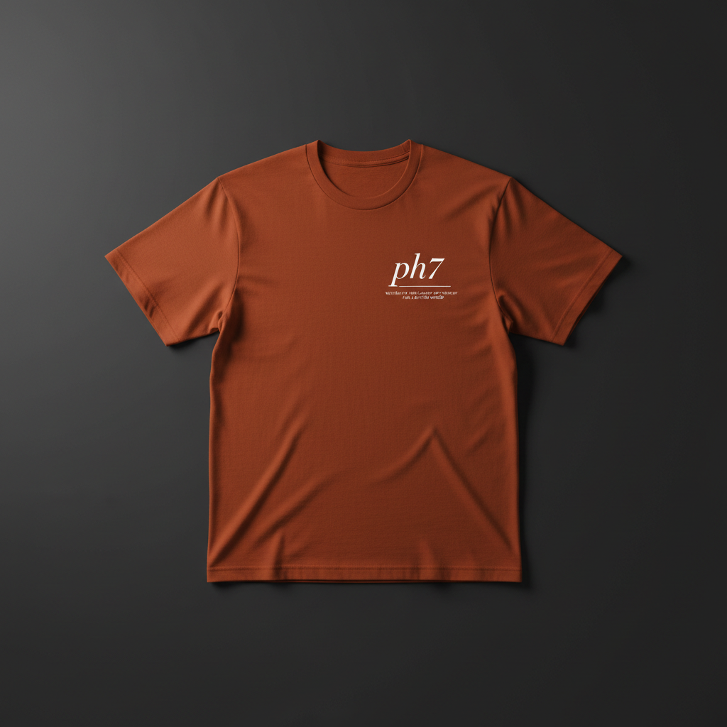 The Manifesto Tee — rust heavyweight tee with ph7 trademark design