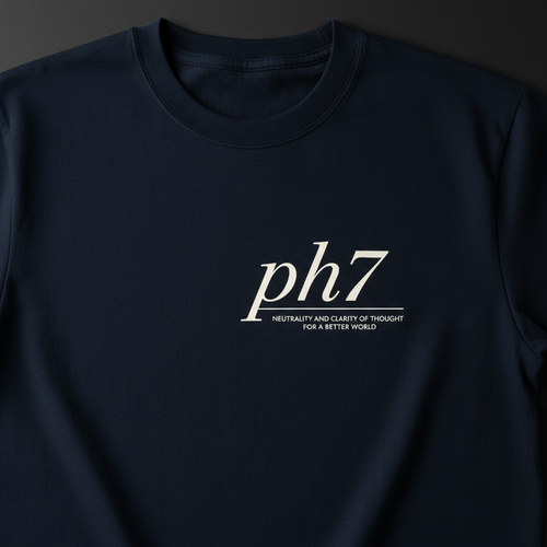 Distancing Tee — navy heavyweight tee with ph7 trademark design