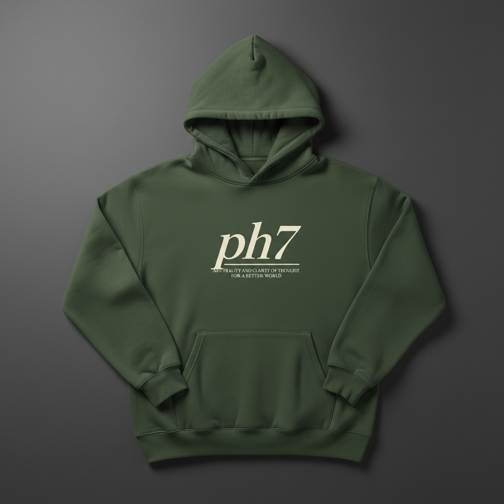 Less Polarized Hoodie — olive heavyweight fleece with ph7 trademark design
