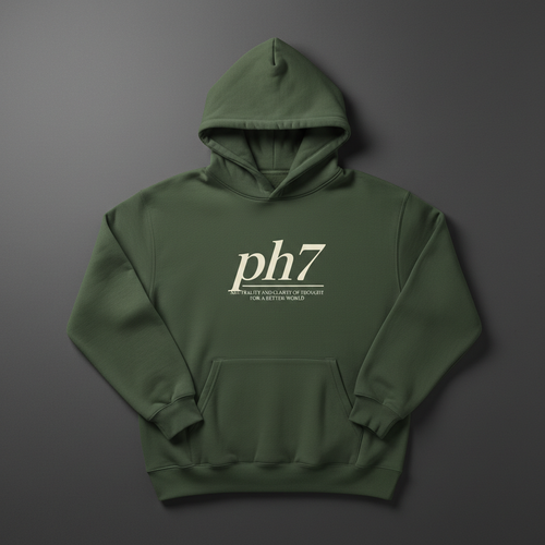 Less Polarized Hoodie — olive heavyweight fleece with ph7 trademark design