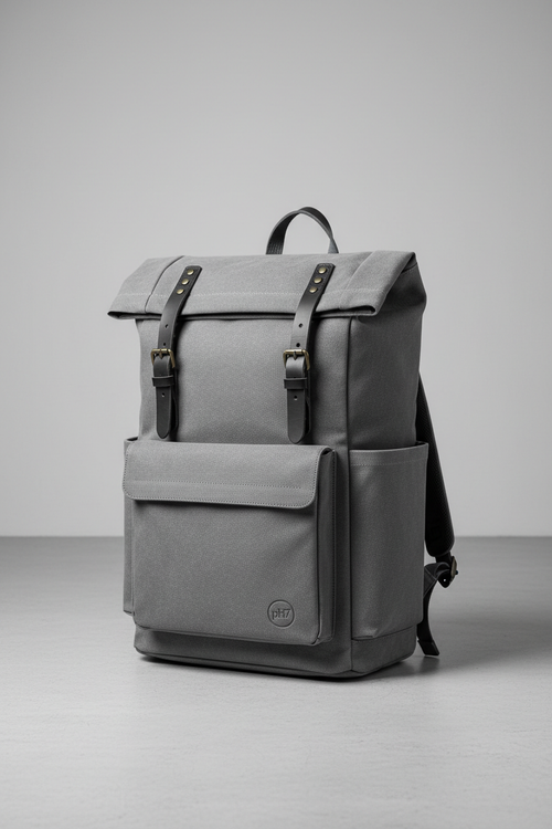ph7 Field Backpack — 22L stone canvas with embossed circle logo